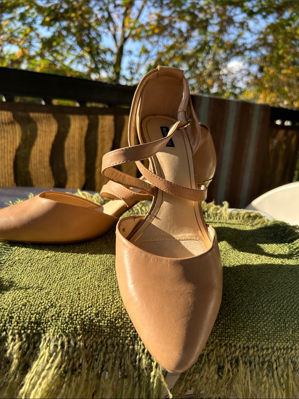 Alex Marie Taupe Pointed-Toe Cross-Strap Heels size 11M